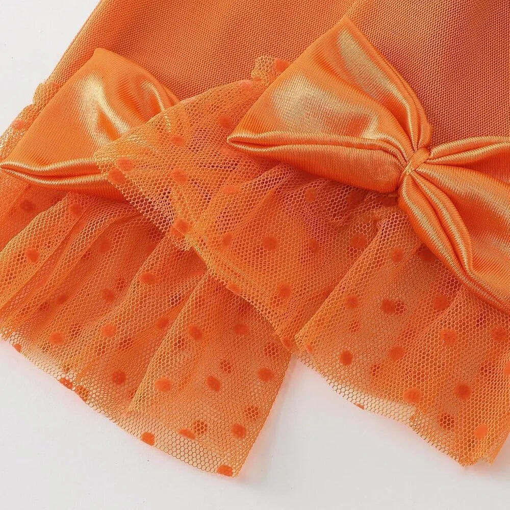 Women's Bow Gloves Orange Short Lace Evening Wedding Accessories Party Prom